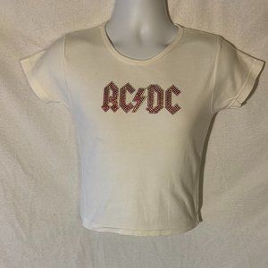 New Rare ACDC Red Rhinestone Logo T Shirt